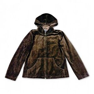 GAP Women's Medium Brown Velour Zip-Up Utility Jacket